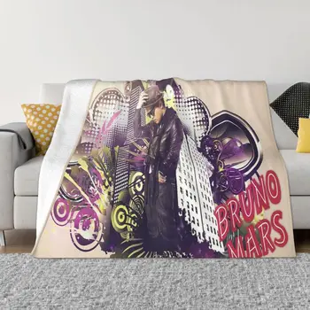 Одеало Bruno Mars, фланелевое украса, джобно меко одеяло за постелки, плюшевое коварен одеяло за пътуване