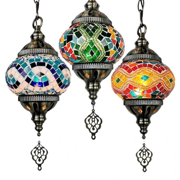 Окачен лампа от витражного стъкло в средиземноморски стил и Романтична украса на дома Мароканска турска мозайка окачен лампа Bohemia Lighting