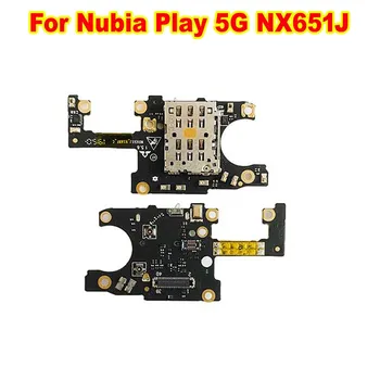 Оригинален микрофон Такса за микрофон Слот за SIM-карти тава титуляр за ZTE Nubia Play 5G NX651J Подмяна на flex кабел за телефон