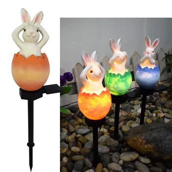 Под лампа със слънчева заек, открит градина, Вила, тревата, декоративна лампа от черупка на яйце от смола