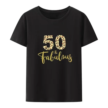 подаръци за 50-ия рожден ден на жени, Ризи петдесет, рождени дни, Тениска Унисекс с къс ръкав и шарките на рожден ден, тениска на 50 години
