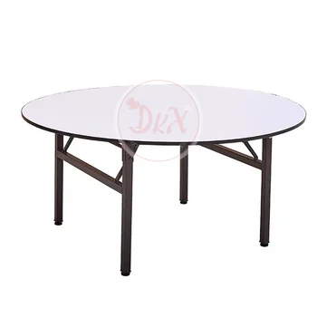 Популярен евтин кръгла маса за хранене от дърво 5 фута и 6 фута, 8 фута, сгъваема дървена маса за хранене с крака, уличен маса, модерен