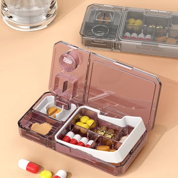 Портативна мини кутия опаковка таблетки с нож за хапчета Пътен калъф за хапчета Органайзер Запечатан контейнер за лекарства Пластмасови кутии за хапчета