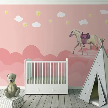 Потребителски 3D мультяшные тапети, Розово cartoony фон за детска спалня, Тапети За стените, спални Papel De Parede Tapety Открито