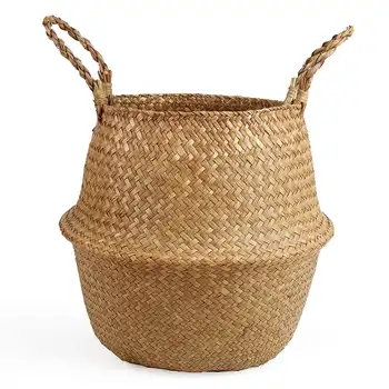 Ракита сламена кошница за съхранение на саксии с растения и бельо, кошница за пикник и продукти