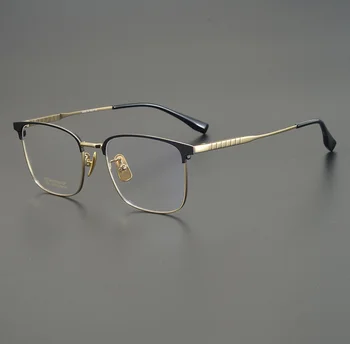 Рамки за очила за четене при пресбиопия от чист титан, мъжки оптични очила със защита от надраскване, vintage слънчеви очила по рецепта