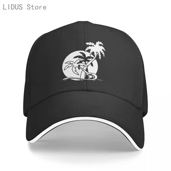 Реколта бейзболна шапка с гавайским на слънце, пясъчни плажове, палма, мъжки готина лятна шапка от слънцето, дизайнерски шапка възстановяване на предишното положение с тропически остров