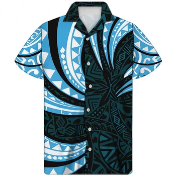 Риза с къс ръкав с американския полинезийским племенни модел, мъжки годишна ежедневна тениска, дишаща свободен топ, иновативен 2023