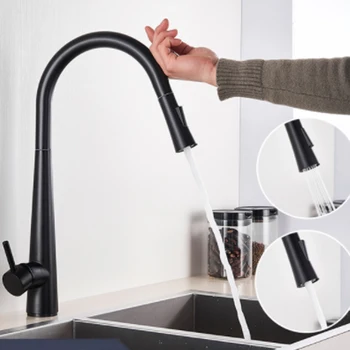 С кухненски смесител Smart Touch, черен, с датчик в една дупка, смесители за топла и студена вода