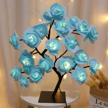 Светодиодна настолна лампа Розата е Цветето на дърво USB нощни лампи Коледна украса и подарък за детска стая Розата е Цветето на Осветлението за Декорация на дома