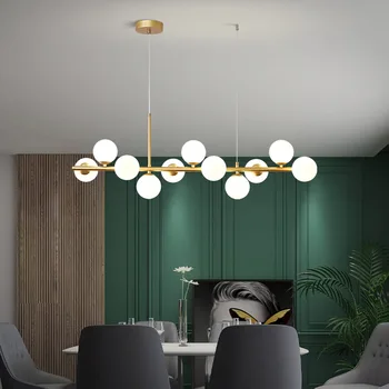 Скандинавски модерен led окачен златен стъклена топка с 11 глави, окачена лампа за кухня, всекидневна, трапезария, дизайн подвесного лампа