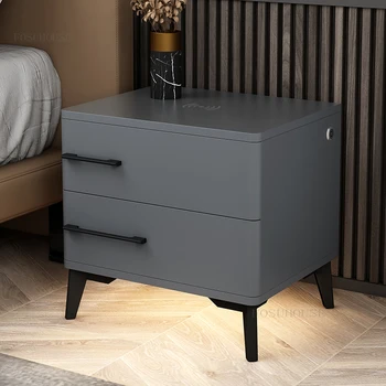 Скандинавските умни нощни шкафчета, модерни Мебели за спалня, безжична Зареждане, индукционная лампа, малка странична масичка, мултифункционален домашен шкафче