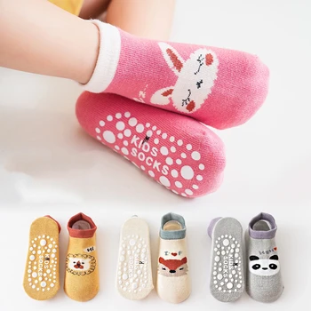 Сладки бебешки чорапи на пода, мультяшные детски чорапи клас а, детски нескользящие чорапи за деца, чорапи-лодки, домашни памучни чорапи