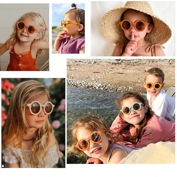 Сладък детски слънчеви очила, детски цветна кръгла дограма, красиви слънчеви очила за малки лица, корейски слънчеви очила с UV400 защита от външния вид