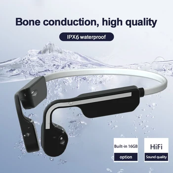 Слушалки с истинска костна проводимост, безжични слушалки за плуване, съвместими с Bluetooth 5.0, водоустойчиви спортни слушалки IPX6, микрофон