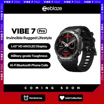 Смарт часовници Zeblaze Vibe Pro 7 с 1,43-инчов AMOLED-дисплей, разпознаване на Гласови повиквания Hi-Fi, Bluetooth, разговори Военен клас, Масивни часовници