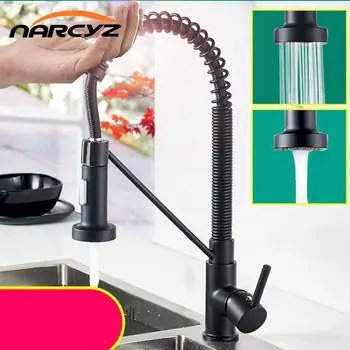 Смесители за кухня, Smart Touch, Черен Месинг Пружинен Въртящи се на 360 Градуса с кухненски смесител за смесване на топла и студена вода, Двухфункциональный кран NAR-8