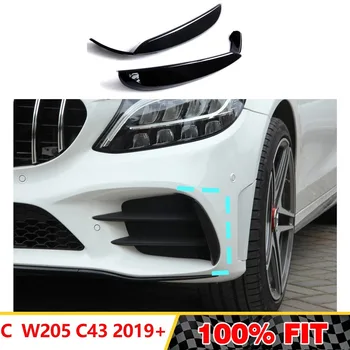 Сплитер фарове за мъгла фарове предна броня, въздушна тампон Canard за Mercedes-Benz C Class W205 C43 AMG 2019 + черно гланц