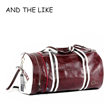Спортен унисекс чанта от изкуствена кожа, чанта за фитнес, тренировочная чанта през рамо с Отделен джоб за обувки, спортна чанта смесен цвят, малки размери на
