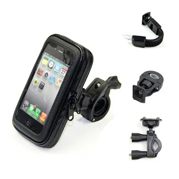 Стойка за телефон за велосипед, мотоциклет, поставка за мобилен телефон-iPhone 6 7 Plus 6S, държач за велосипед с GPS, водоустойчива чанта за пътуване, Moto