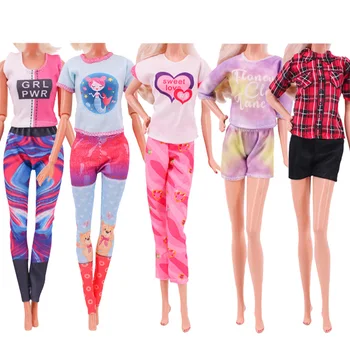 Стоп-моушън облекло 6 компл. за Барби, Новата Модерна риза/Яке + Панталон, Подходящ за кукли 11,8 инча, Ежедневни Облекла за момичета, подарък 