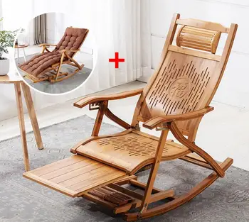 Съвременно складное бамбуковое люлеещ се стол с накрытыми/отворени легла за почивка, разложенная бамбук мебели-люлеещ се стол