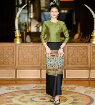 Тайландски жена етническа облекло Dai с малко висока яка, професионален костюм