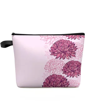 Текстура розова хризантема, по-голямата голям пътна косметичка, Преносима чанта за съхранение на грим, женски водоустойчив молив случай