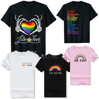 Тениска Rainbow Skeleton Сърце Love Is Love ЛГБТ Гей Лесби Pride Бъди Добър, бъди себе си ЛГБТК Графични тениски Наука - истинска Облекло