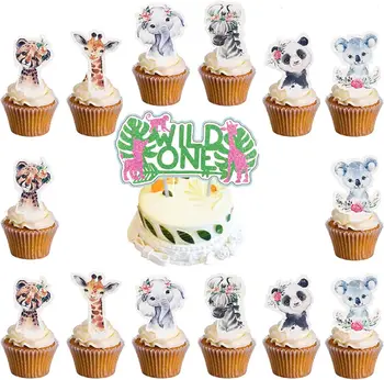 Топперы за торта Wild One, 25 опаковки, украса за торта за рожден ден за момичета Wild One, аксесоари за парти Wild One