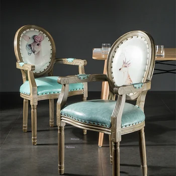 Трапезария стол в скандинавски стил, Кухненски мебели, Стол с облегалка от американския дърво, Съвременни Прости Трапезни столове с кожена възглавница за почивка, Стол за нокти