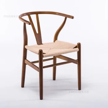 Трапезни столове от масивно дърво, Съвременни Мобилни дизайнерски кухненски столове в скандинавски стил за дневната, Творчески Sillones Individuales Мебели за дома