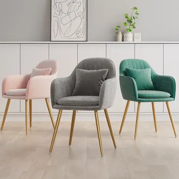 Трапезни столове скандинавски зелен цвят, Луксозен и модерен дизайн, банкетни меки Удобни трапезни столове, компактен подови мебели за интериора
