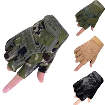 Улични тактически военни ръкавици, камуфляжные мини велосипедни ръкавици на полпальца за мъже, нескользящие велосипедни ръкавици за риболов