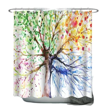 Цветно дърво, водоустойчив модерни тъкани завеси за душ в банята, подарък за абитуриентски бал, Подарък за Деня на бащата