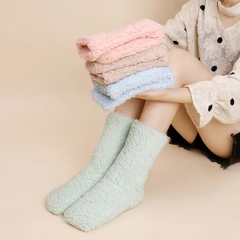 Чорапи за възрастни, зимни кадифени, топли, сгъстено, за сън, коралов руно